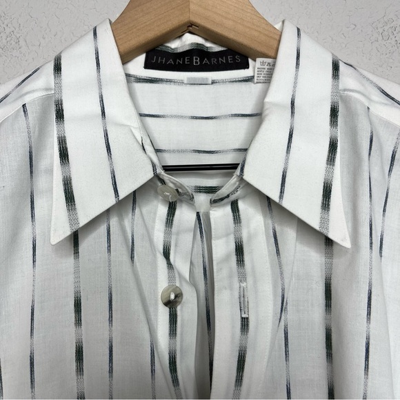 Jhane Barnes Men Dress Shirt 16.5" / 33-34 White Ombre Gray Stripe Large - Picture 4 of 12